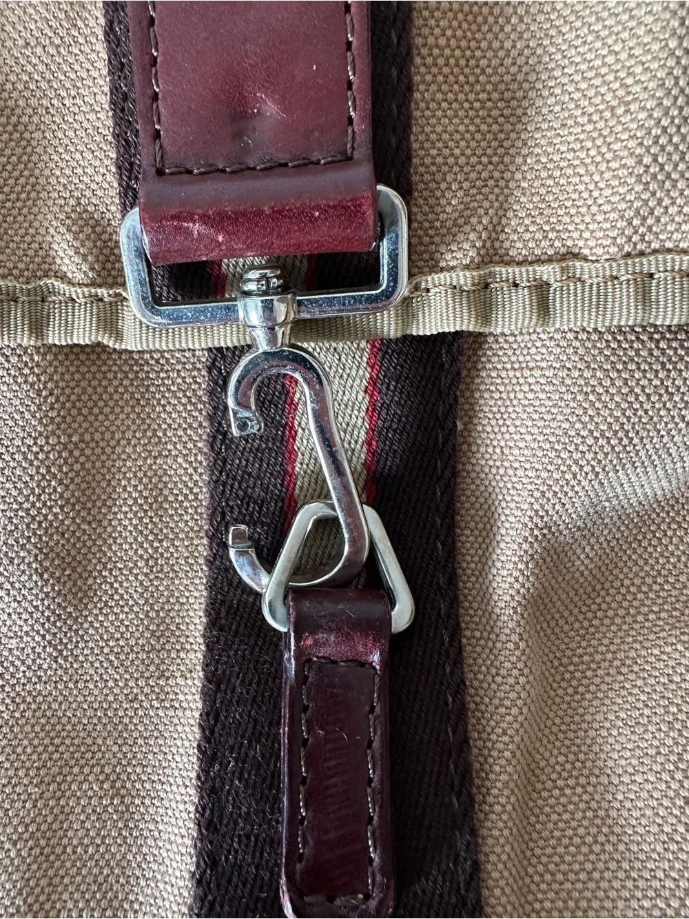VINTAGE BURBERRY Tan Canvas Messenger Bag Crossbody Stripe Unisex Y2K